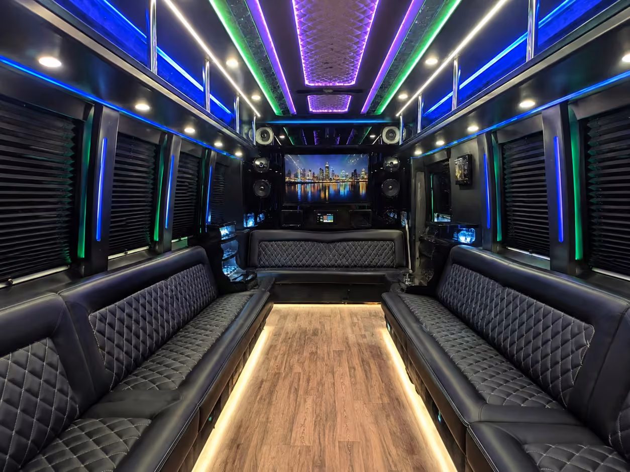 20 passenger party bus interior